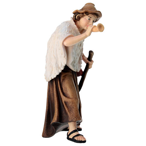 Kostner Nativity Scene 12 cm, shepherd blowing horn, in painted wood 3