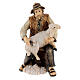 Pastore seduto con pecora legno dipinto presepe Kostner 12 cm s1