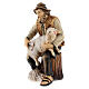 Pastore seduto con pecora legno dipinto presepe Kostner 12 cm s2