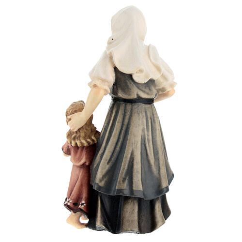 Woman with girl in painted wood, Kostner Nativity scene 9.5 cm 4