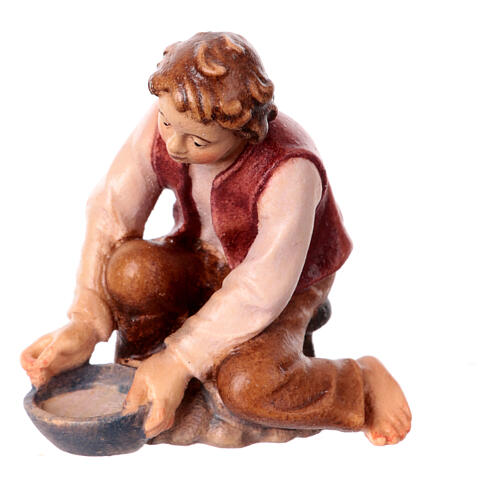 Milking boy in painted wood, Kostner Nativity scene 9.5 cm 1