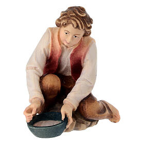 Milking boy in painted wood, Kostner Nativity scene 12 cm