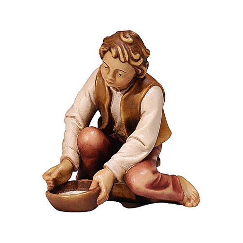 Rapaz que ordenha para presépio madeira pintada Kostner com figuras altura média 12 cm 1