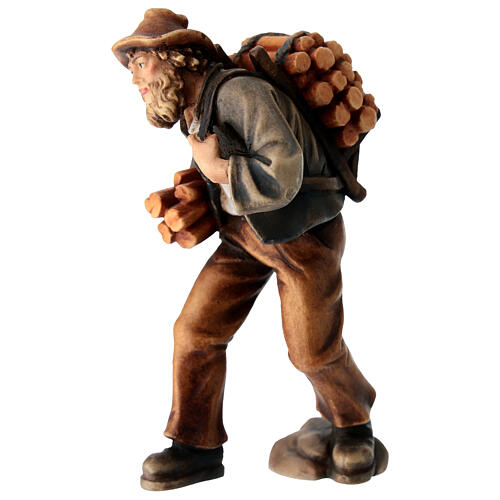 Pastor com lenha para presépio madeira pintada Kostner com figuras altura média 12 cm 2