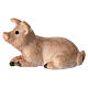 Cochonnet couché bois peint crèche Kostner 9,5 cm s1