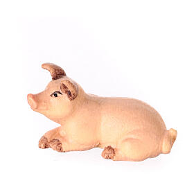 Liegendes Schwein für Krippe Mod. Kostner Grödnertal Holz 12cm