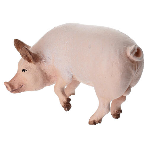 Cochon bois peint crèche Kostner 9,5 cm 4