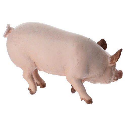 Świnia drewno malowane Kostner szopka 9,5 cm 3