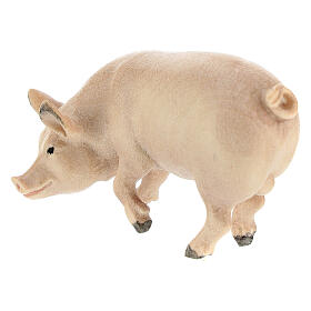 Cerdo madera pintada belén Kostner 12 cm