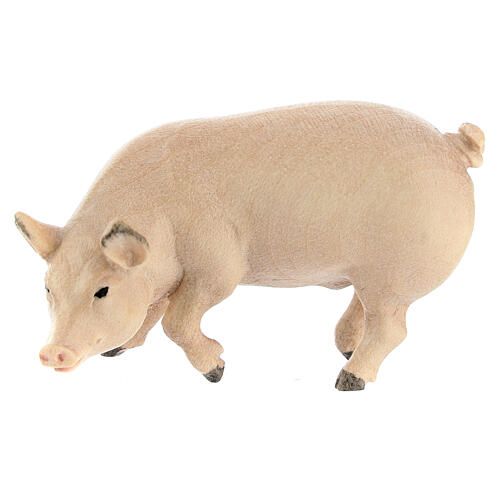 Cerdo madera pintada belén Kostner 12 cm 1