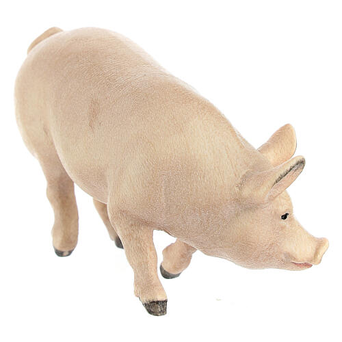 Cerdo madera pintada belén Kostner 12 cm 3