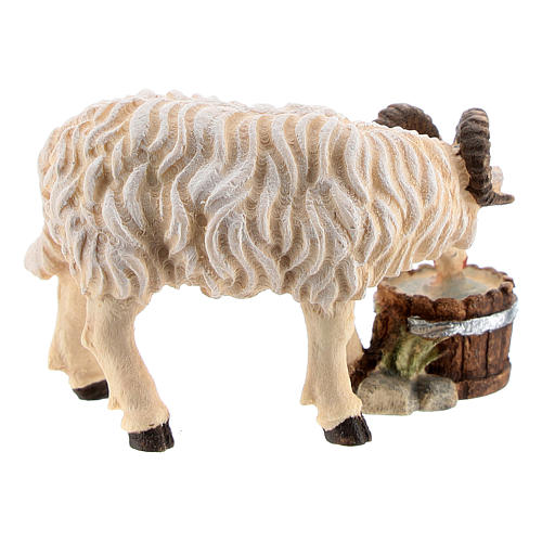 Ariete con secchio legno dipinto Kostner presepe 9,5 cm 2