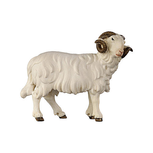 Ram with head turned right in painted wood, Kostner Nativity scene 9.5 cm 1