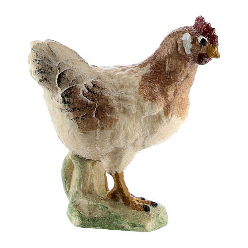 Poule debout bois peint crèche Kostner 9,5 cm 1