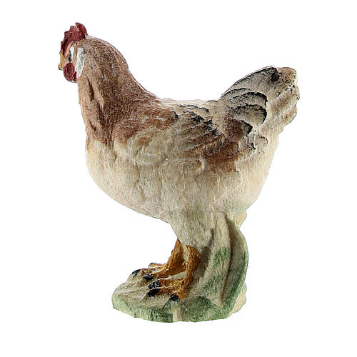 Poule debout bois peint crèche Kostner 9,5 cm 3