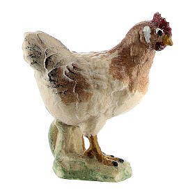 Gallina in piedi legno dipinto Kostner presepe 9,5 cm