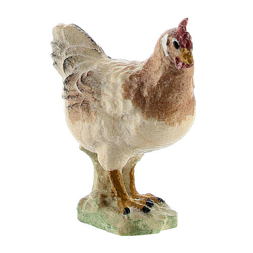 Gallina in piedi legno dipinto Kostner presepe 9,5 cm 2