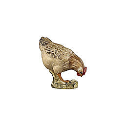 Chicken pecking in painted wood, Kostner Nativity scene 12 cm 1