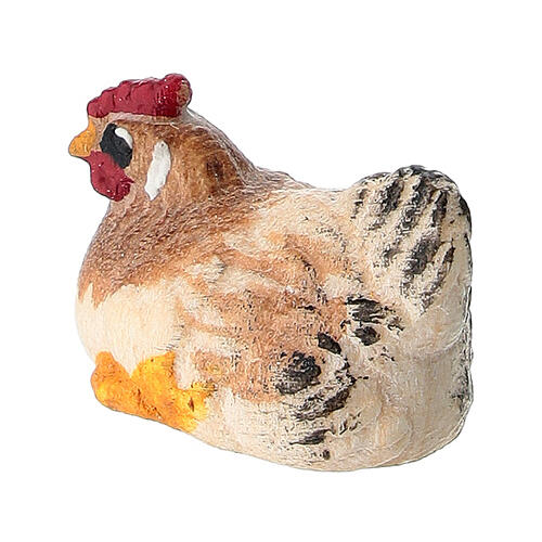 Gallina seduta legno dipinto Kostner presepe 9,5 cm 2