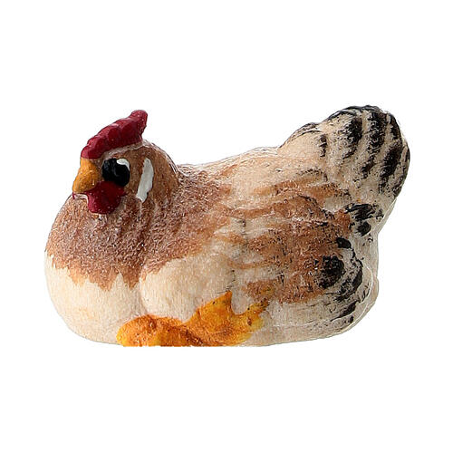 Galinha sentada madeira pintada para presépio Val Gardena com figuras altura média 9,5 cm modelo Kostner 1