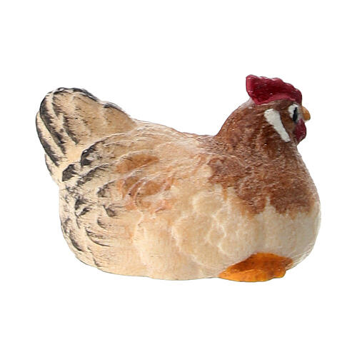 Galinha sentada madeira pintada para presépio Val Gardena com figuras altura média 9,5 cm modelo Kostner 3