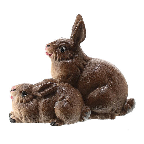 Grupo conejos madera pintada Kostner belén 9,5 cm 1