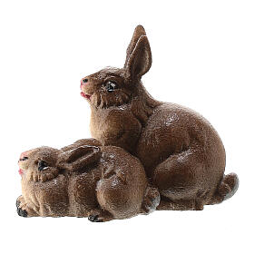 Kostner Nativity Scene 9.5 cm, group of rabbits, in painted wood