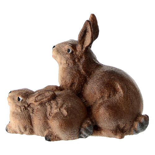 Rabbits in painted wood, Kostner Nativity scene 12 cm 1