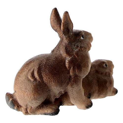 Rabbits in painted wood, Kostner Nativity scene 12 cm 3