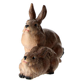 Gruppo conigli legno dipinto presepe Kostner 12 cm