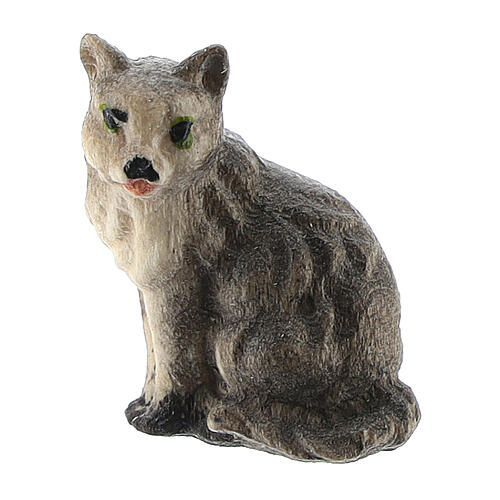 Gatto legno dipinto Kostner presepe 9,5 cm 1