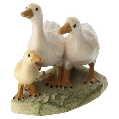 Grupo gansos em madeira pintada para presépio Val Gardena com figuras altura média 9,5 cm modelo Kostner 2