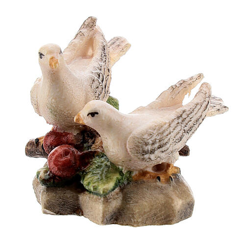 Dove couple in painted wood, Kostner Nativity scene 9.5 cm 2