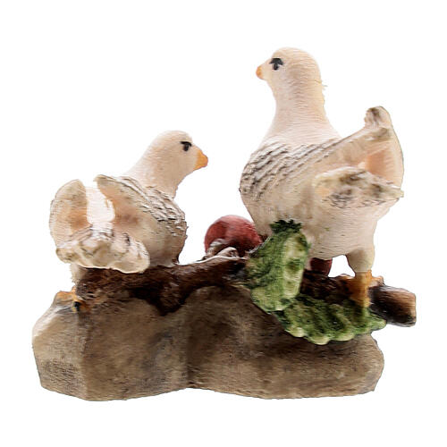 Casal pombas para presépio madeira pintada Val Gardena com figuras altura média 9,5 cm modelo Kostner 3