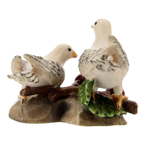 Coppia colombe legno dipinto presepe Kostner 12 cm 3