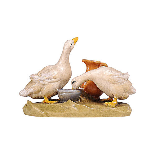 Geese with jug in painted wood, Kostner Nativity scene 9.5 cm 1