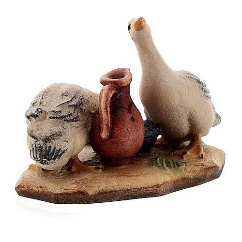 Geese with jug in painted wood, Kostner Nativity scene 12 cm 3