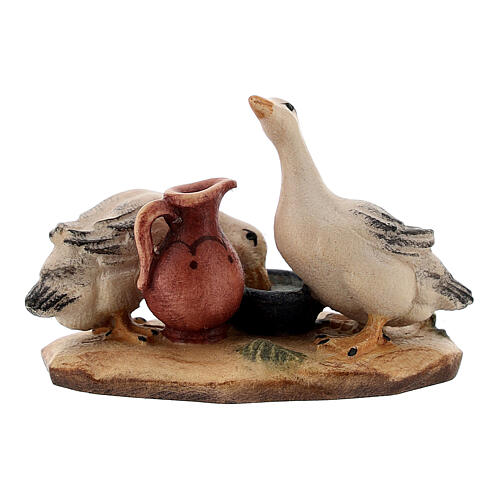 Patos con jarra madera pintada belén Kostner 12 cm 4