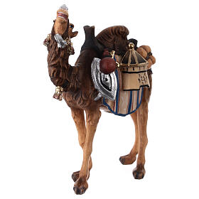 Camel with baggage in painted wood, Kostner Nativity scene 9.5 cm