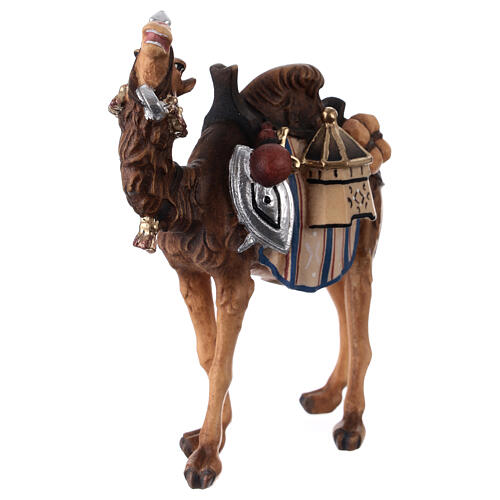 Camelo com bagagens para presépio madeira pintada Val Gardena com figuras altura média 9,5 cm modelo Kostner 2