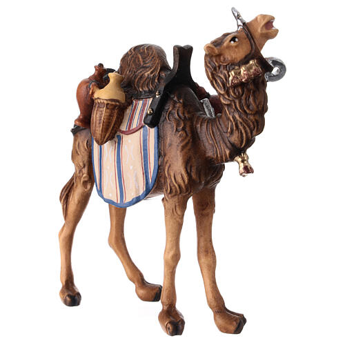 Camelo com bagagens para presépio madeira pintada Val Gardena com figuras altura média 9,5 cm modelo Kostner 3