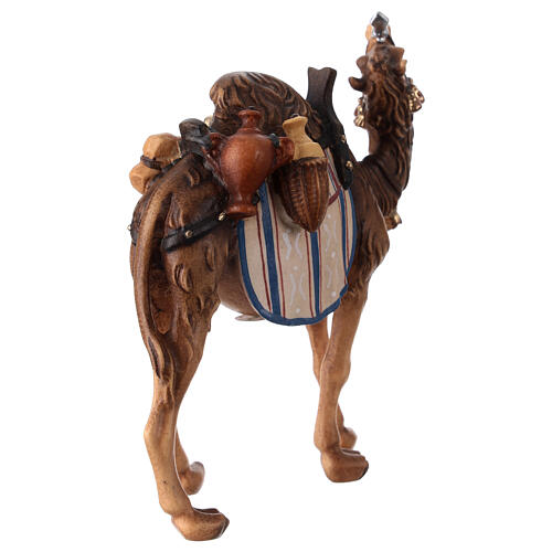 Camelo com bagagens para presépio madeira pintada Val Gardena com figuras altura média 9,5 cm modelo Kostner 4