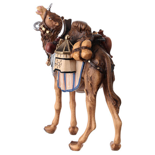 Camelo com bagagens para presépio madeira pintada Val Gardena com figuras altura média 9,5 cm modelo Kostner 5