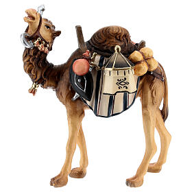 Camelo com bagagens para presépio madeira pintada Val Gardena com figuras altura média 12 cm modelo Kostner