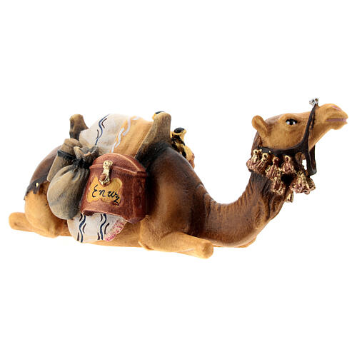 Camelo deitado para presépio madeira pintada Val Gardena com figuras altura média 9,5 cm modelo Kostner 3