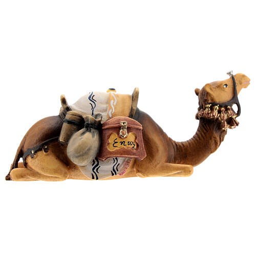 Camelo deitado para presépio madeira pintada Val Gardena com figuras altura média 9,5 cm modelo Kostner 4