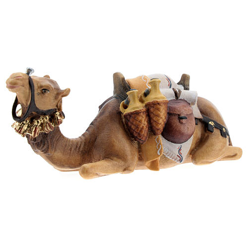 Camelo deitado para presépio madeira pintada Val Gardena com figuras altura média 12 cm modelo Kostner 2