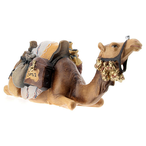 Camelo deitado para presépio madeira pintada Val Gardena com figuras altura média 12 cm modelo Kostner 3