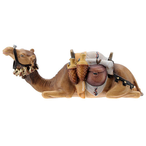 Camelo deitado para presépio madeira pintada Val Gardena com figuras altura média 12 cm modelo Kostner 4