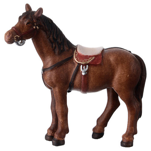 Cavalo para presépio madeira pintada Val Gardena modelo Kostner com figuras altura média 9,5 cm 1